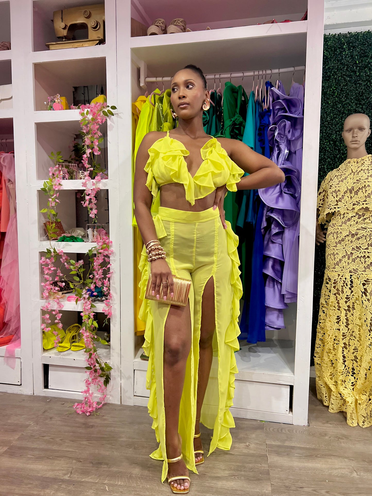 2 Piece Set - Chiffon - Sheer