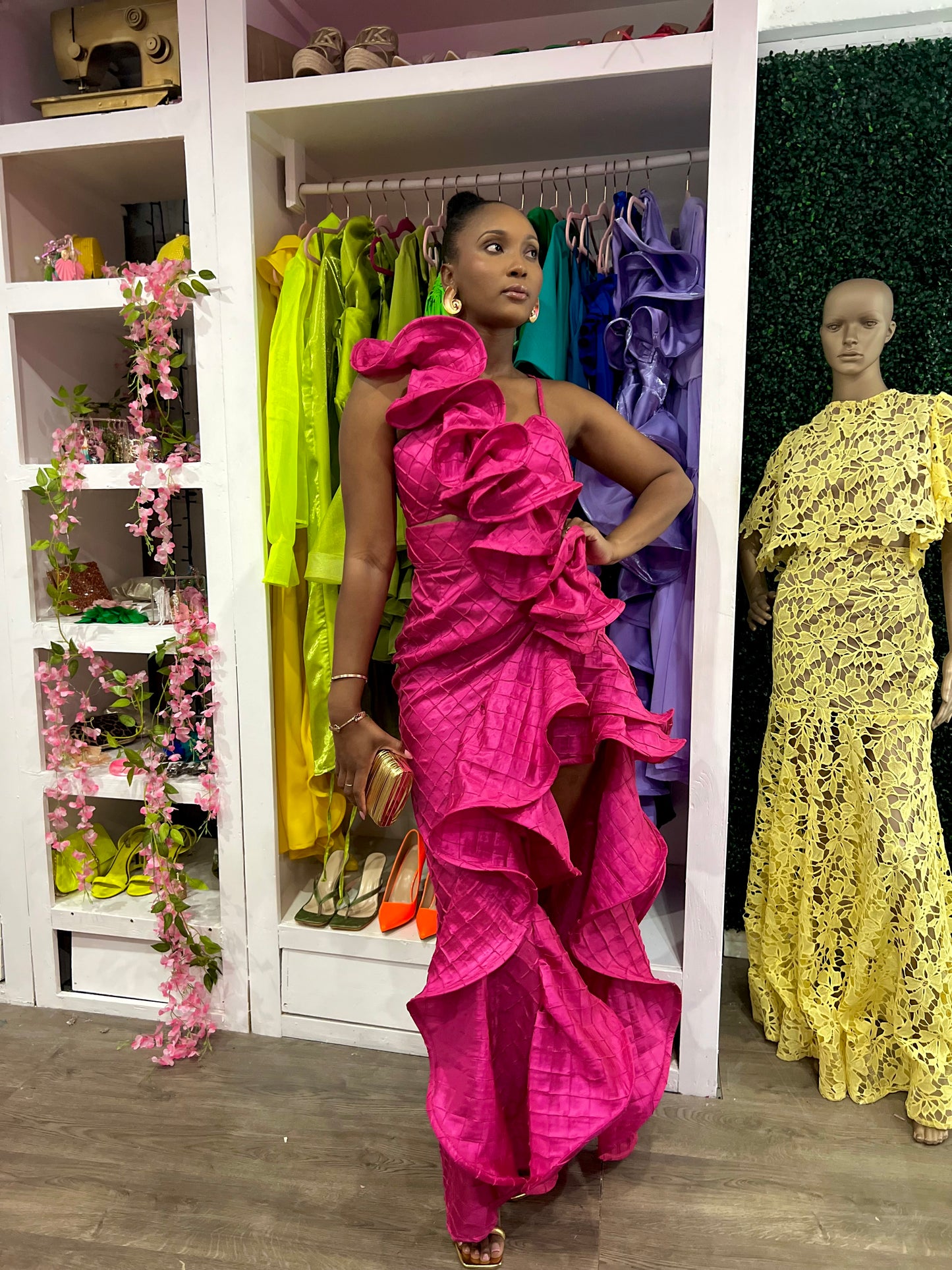 Ruffle Dress - Pink - Maxi