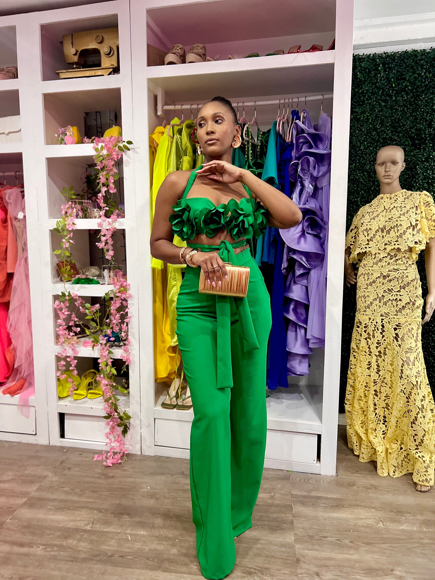 Wide Leg Pants w/ Flower Top